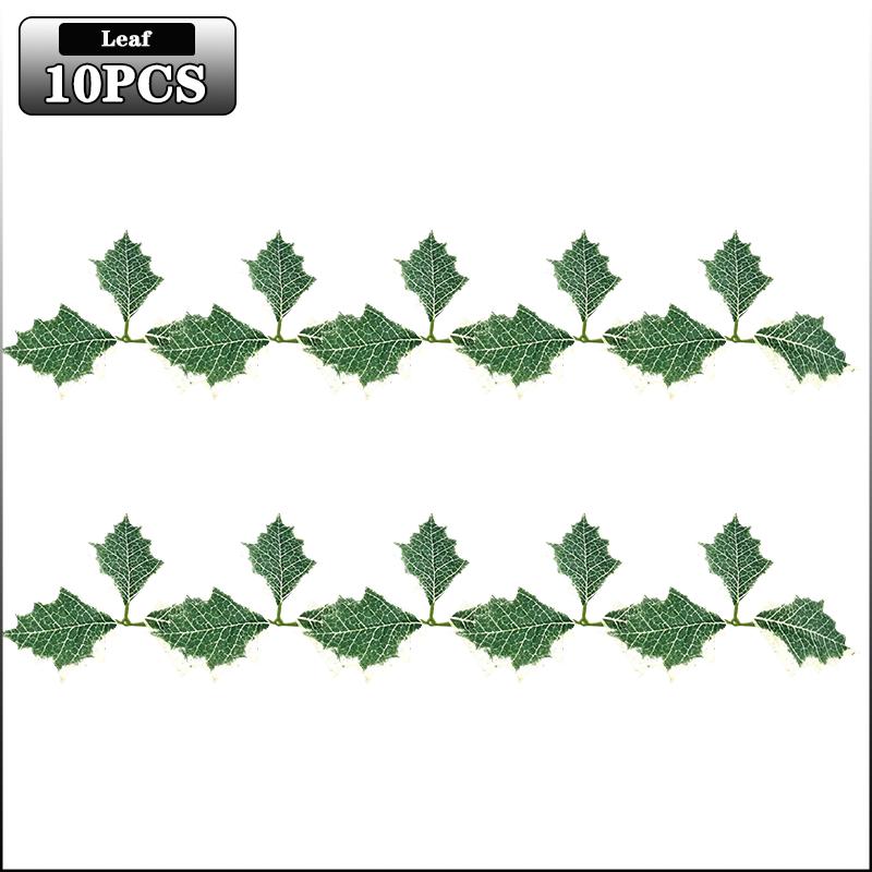 

Искусственная ягода падуба с зелеными листьями Рождественское украшение для венков, топпер для торта, поделки своими руками, праздничные украшения, рождественские товары