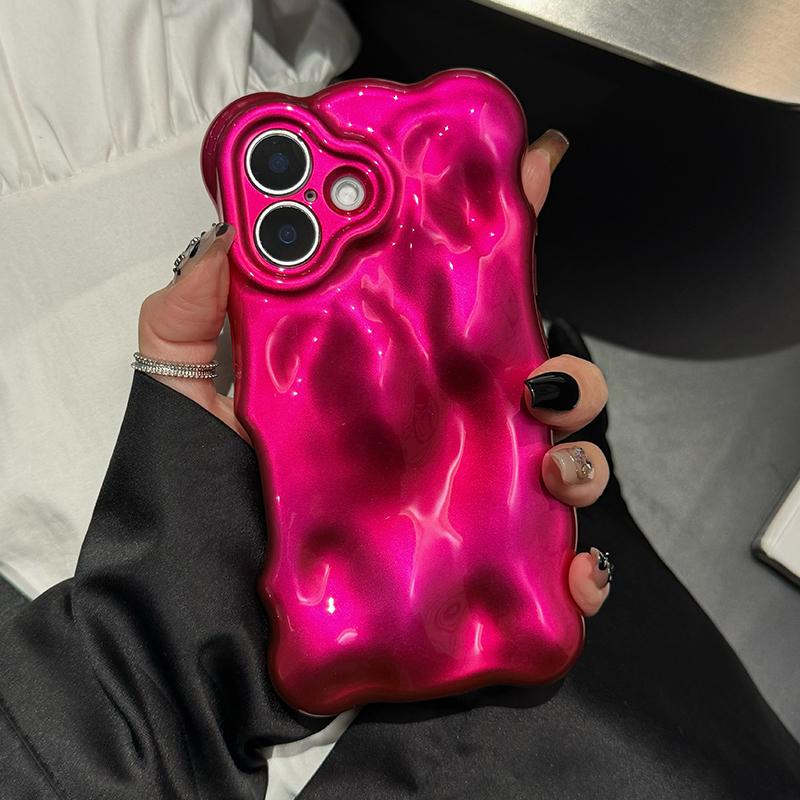 Custodia Lucida 3D con Motivo a Meteorite Rosa Per For Iphone 16 Pro Max 17 13 14 12 11 1 Plus Cover Antiurto a Bolle per Telefono