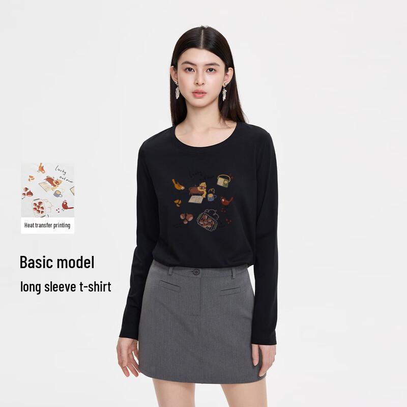 FivePlus Women s Autumn Long-Sleeve Loose Round Neck T-Shirt L