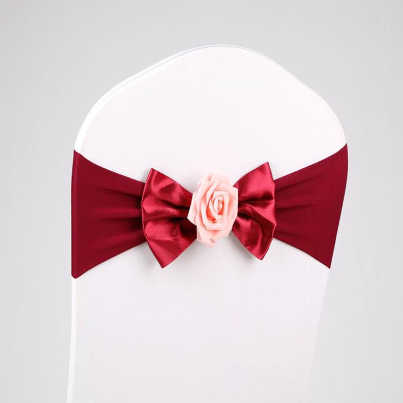 Stretch Spandex Chair Sash Band Bow Tie With Round Buckle Elastic Chair Bowknot Ties For Hotel Banquet Wedding Party Decoration