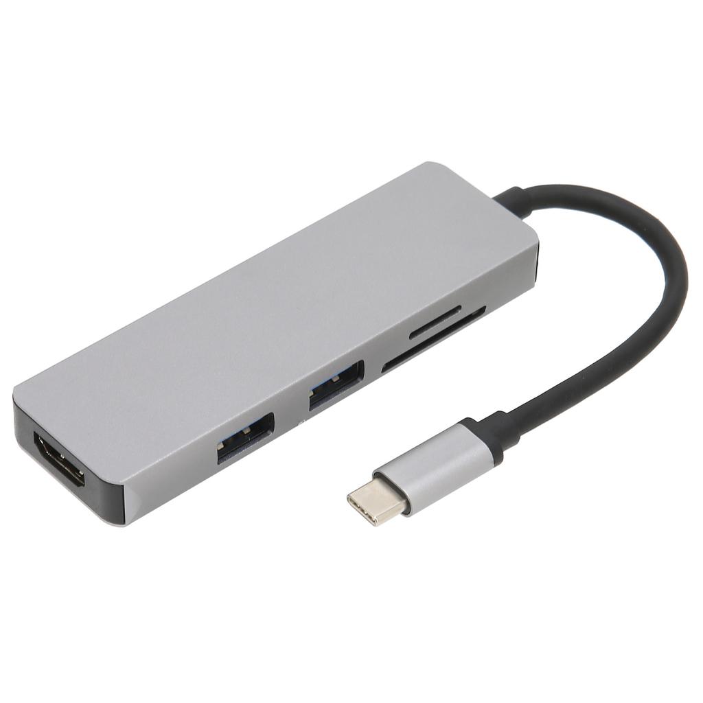 USB C Splitter Silber Sofortige Erweiterung 5 Gbit/s Geschwindigkeit 4K Videoausgabe Speicherkartenunterstützung Metallmaterial 5 in 1 Hub