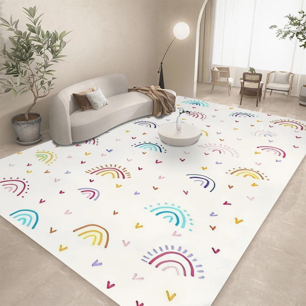 Simple and Cute Girl Rainbow Cloud Pattern Carpet Floor Mat Living Room Bedroom Mat Home Decoration Rugs Bedroom Decor Carpet