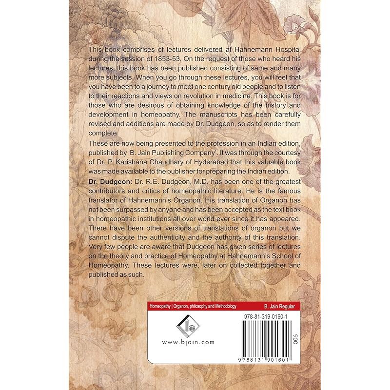 Lectures on the Theory and Practice of Homoeopathy