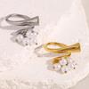 MamacitaSlay Unique 18K Gold Plated Stainless Steel Pearl Geometric Open Rings Waterproof Jewelry Women's Creative Charm Gift