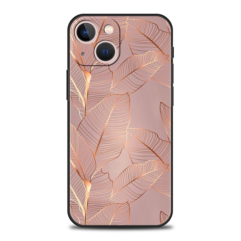 Fashion Gold Pink Marble Phone Case For iPhone 17 16 15 Pro Max 11 12 13 14 7 8 Plus SE 2020 X XR XS Cover Soft Black