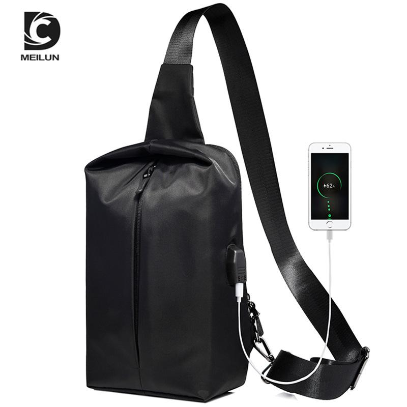 Men's Simple Travel Single Shoulder Messenger Bag Student Tide Brand Messenger Bag Small Bag Trend Leisure Small Solid Color Soft Chest Bag