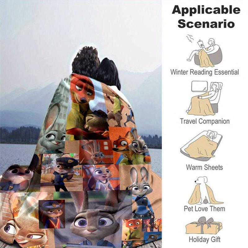 1 Stück, Zootopia Filmcharaktere Decke Heimdeko, Sofabezug, Outdoor, Geschenk, Flanelldecke, Schlafzimmer, Wohnzimmer, Reisen