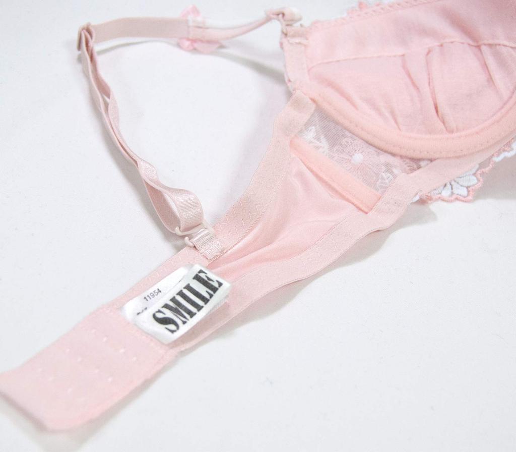 Smile Lala Pink F85 Bra and Panty Cute and Sexy Underwear Underwear Bikini Large Plus Size Cute Underwear Underbust Sexy Underwear Embroidered