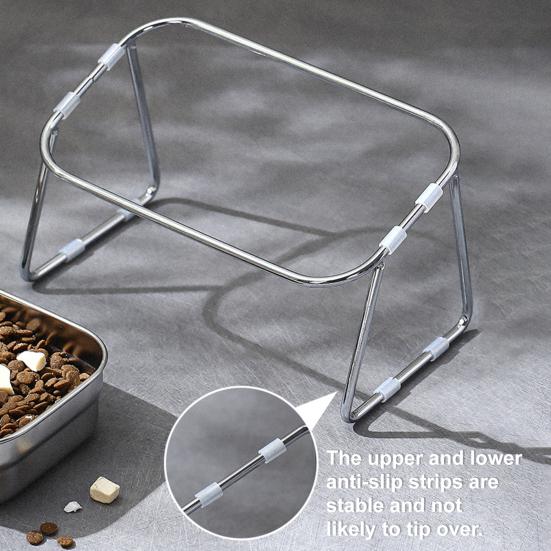 Stainless Steel Elevated Pet Bowl Non-Slip Dog Food Water Bowl with Removable Bracket 15-Degree Tilt Pet Dish