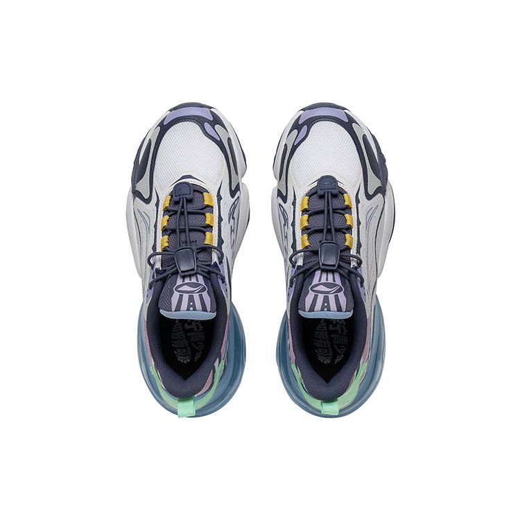 Li Ning Youth  Childrens Round Air - Nebula Comfortable Wear-Resistant Shock Absorbing Casual Shoes Kids Casual Shoes White Blue YKCT008-4