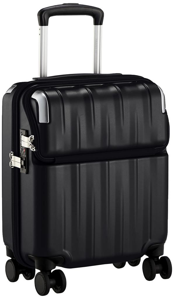 Suitcase Carry Case Zipper Carry Size Top Open Front Open With Brake Stopper Rest 23L Coin Locker Compatible 45cm Black [Travelist] Carry-on 3.3kg