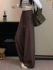 Autumn 2026 Women's Striped Drawstring Casual Pants - Floor-Length, Loose, Slimming Style