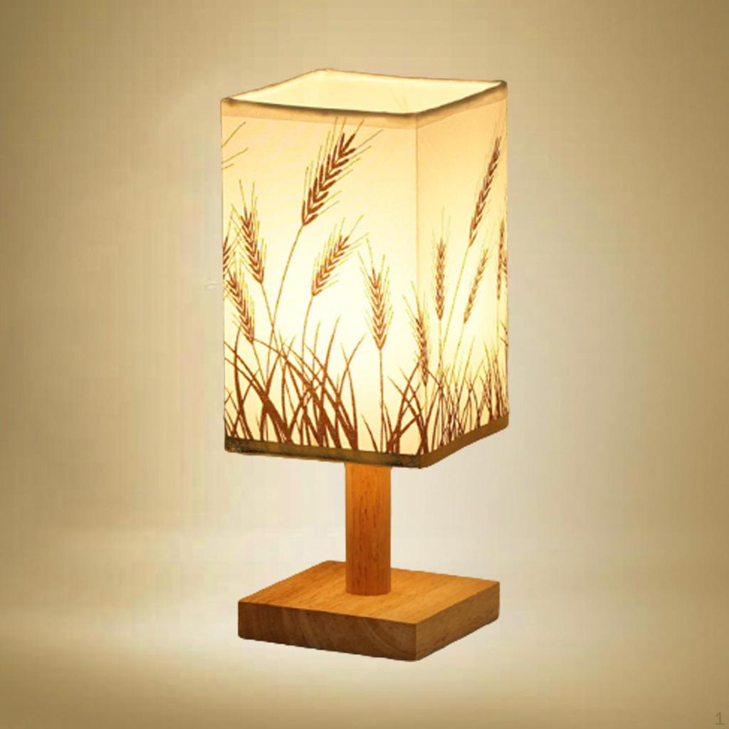 Bed Lamp, Lamp with Linen Fabric Shade, Small Nightstand for Nursery, Bedroom, Kids Children
