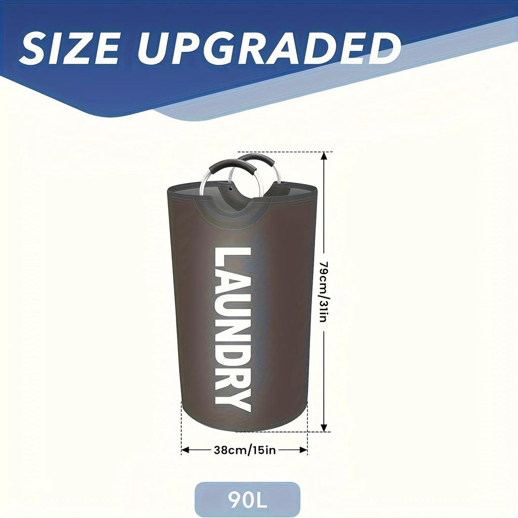 Large Laundry Basket 90L Collapsible Laundry Bag with Padded Handles Waterproof Dirty Clothes Hamper for Laundry Hamper Basket