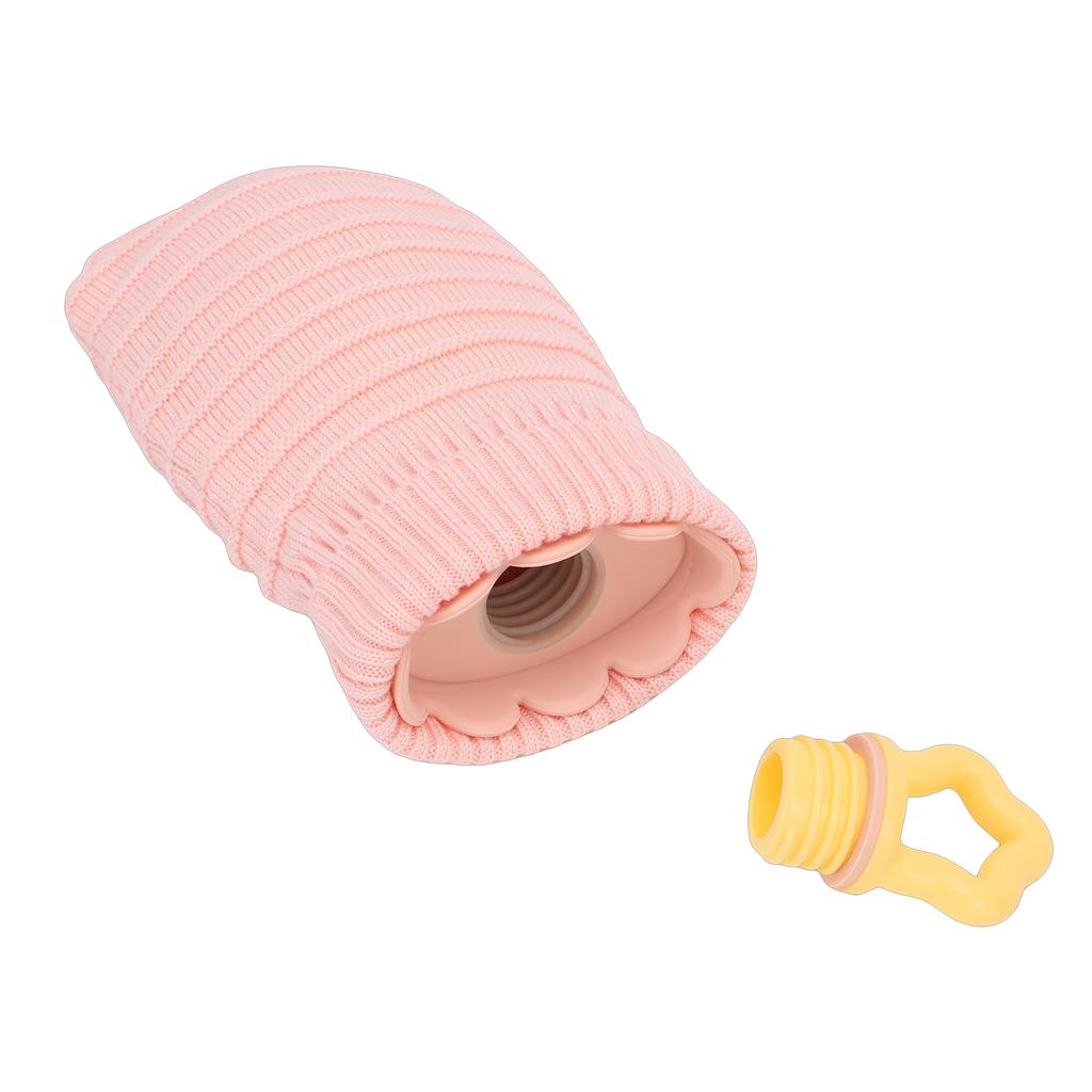 Silicone Hot Water Bottle 300ml   Proof Cartoon   Hot Water Bag with Knit Cover for Winter Pink
