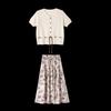 Shangjing Women's Knit Top & Printed Skirt Two-Piece Set