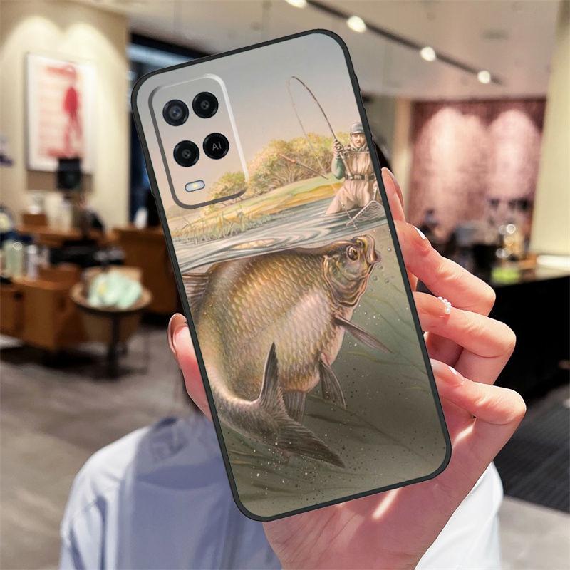 Carps Fish Fishing Case For Oppo A94 A54 A40 A60 A80 A98 A78 A18 A38 A58 A16 A76 A96 A17 A77 A74 A57S A15 Cover
