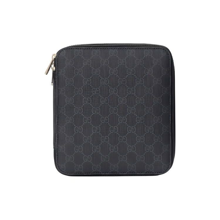Gucci Double G Logo Zipper Canvas Storage Bag Medium Men Bags Black 726661-KGD0N-1000