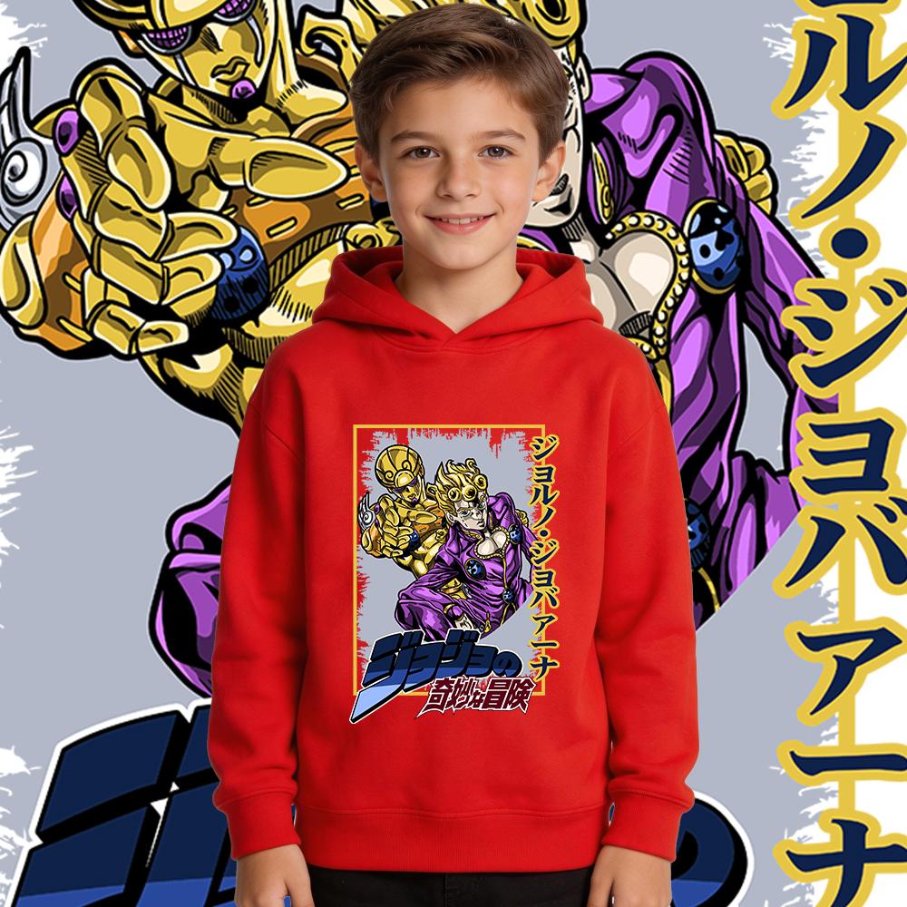 Boys Girls Warm Pullover Sweatshirt for Autumn Winter Daily Wear Anime Print Fleece Hoodie for Kids