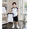 Boys' Trendy Color Block Cotton Vest & Shorts Set: Casual Summer Patchwork Outfit for Kids