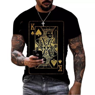 Men's 3D Printed Street Fashion T-Shirt Poker Card Printing Short Sleeve O-Neck Pullover Casual Top