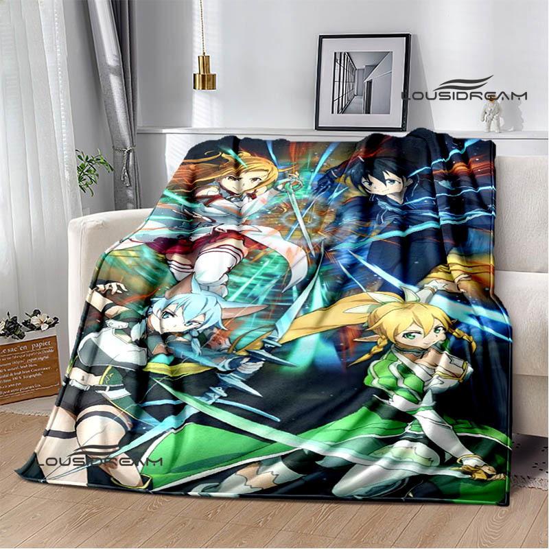 Cartoon Sword Art Online Printed Blankets Picnic Blanket Warm Flannel Blankets Home Bed Linings Blankets for Beds Birthday Gift