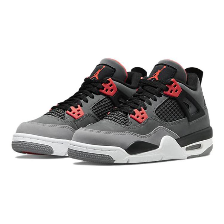 Air Jordan 4 Retro Grade School 'Infrared' (Unisex) Dark Grey / Infrared 23 / Black / Cement Grey Kids' Basketball Shoes 408452 061