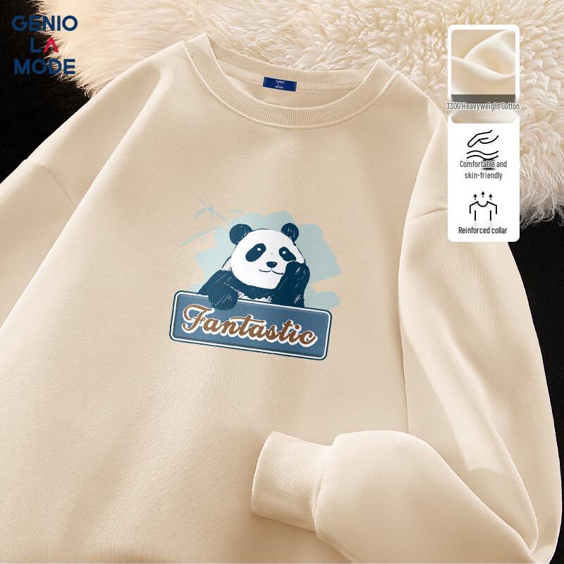 GENIOLAMODE Herren Panda-Print Rundhals-Sweatshirt
