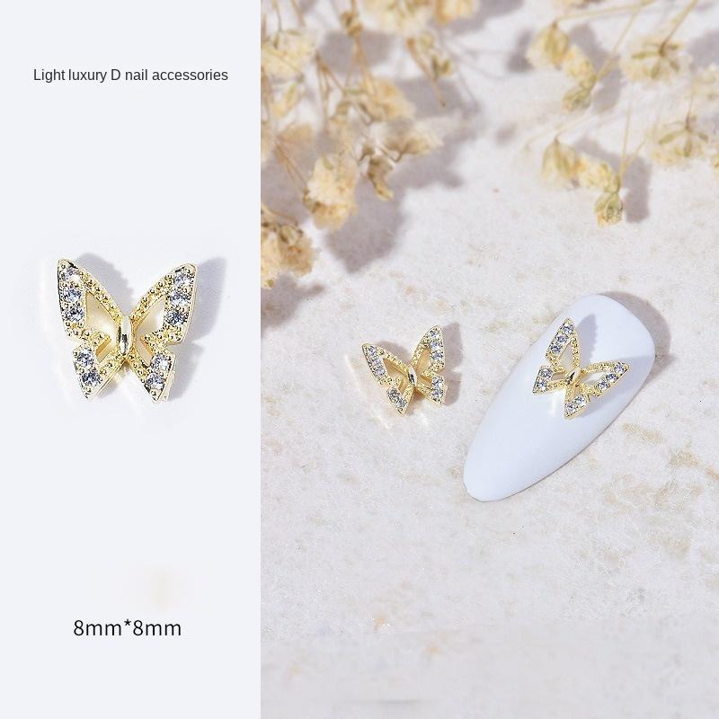 Butterfly Manicure Jewelry Japanese Zircon Nail Decoration Net Red Popular Fingertip Butterfly Metal New Decoration 1PS