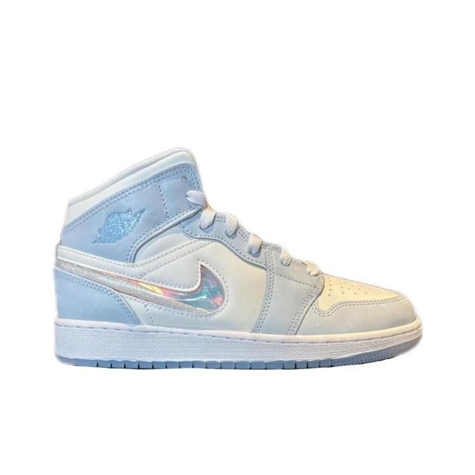 Air Jordan 1 Mid SE GS Glitter Swoosh Barnesko Blå Blå-tone Summit-White FQ9117-400