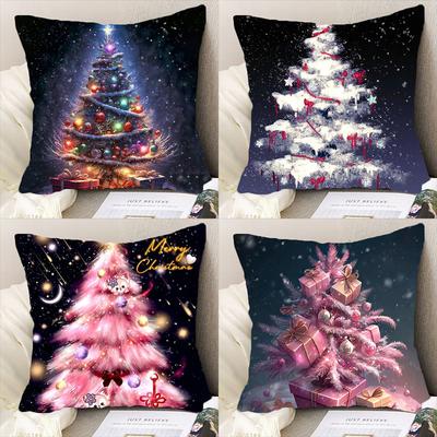 1pc Christmas Tree Pillow Covers for Home Sofa Cushion Cover, New Year Gifts, Party Decorations, Ornaments..