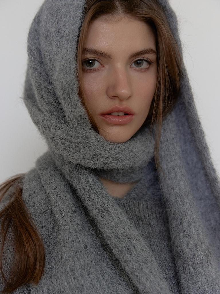 Asula Wool Knit Muffler (Grey)