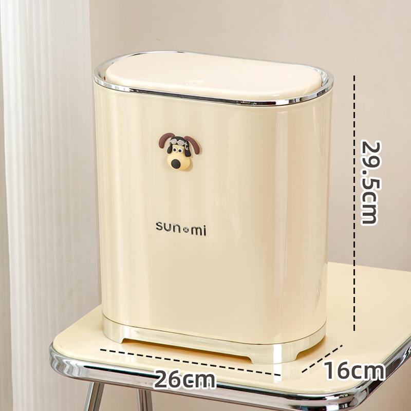 

Ins Wind Light Роскошный мусорный бак Бытовой Высокий Внешний Вид Уровень Нажатие Пружинная Крышка Милый Мультфильм Разрез Мусорный Бак Компостное Ящик 16L