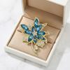 Delicate Blue Flower Brooch, Rhinestone Encrusted Alloy Pin, Elegant Jewelry for Women Bag Coat, Perfect Gift for Celebration