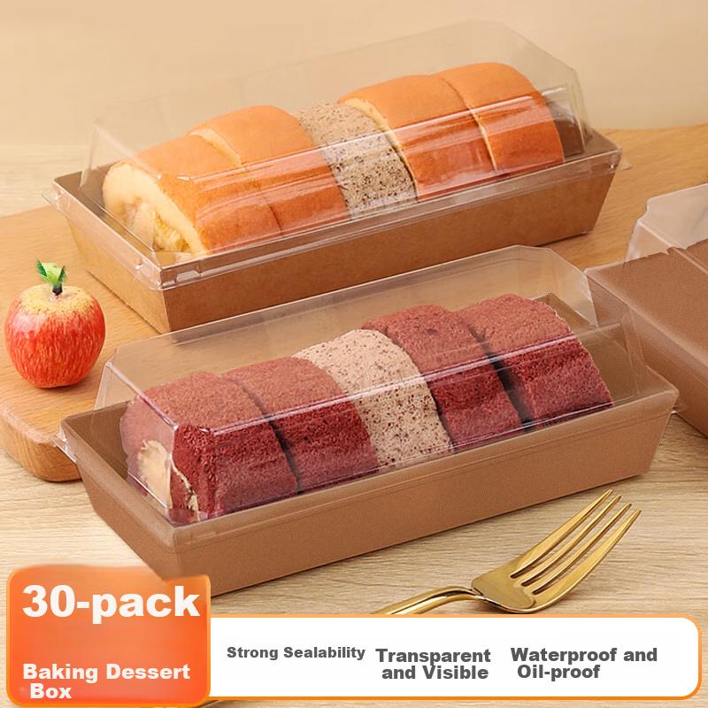 Edo Mooncake Packaging Boxes, Rectangular Towel Roll Cake Box, Meat Floss Pastry Box, Kraft Paper Packaging Box, Pastry Case, 100 Pieces