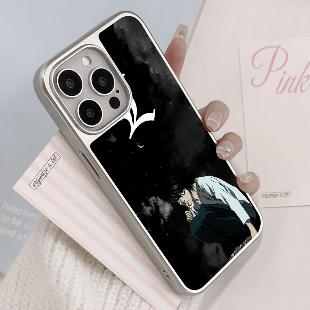 Death Note L Lawliet Mobile Phone Case for iPhone 17 16 15 14 13 12 11 Air Pro Max Plus Silver Plating Colorful Cover Pretty