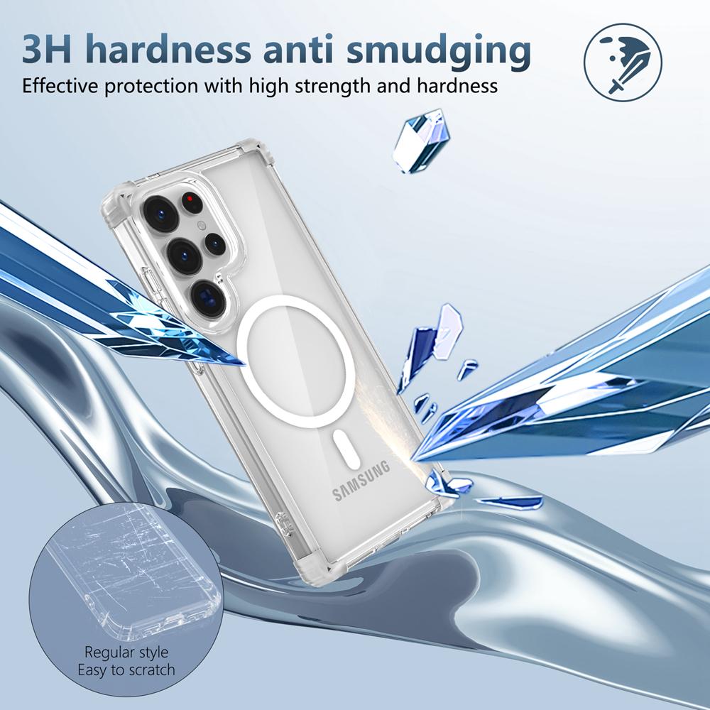 KEYSION Transparente, stoßfeste Hülle für MagSafe für Samsung Galaxy S25 Ultra 5G, magnetische kabellose Ladehülle, klare Telefonabdeckung