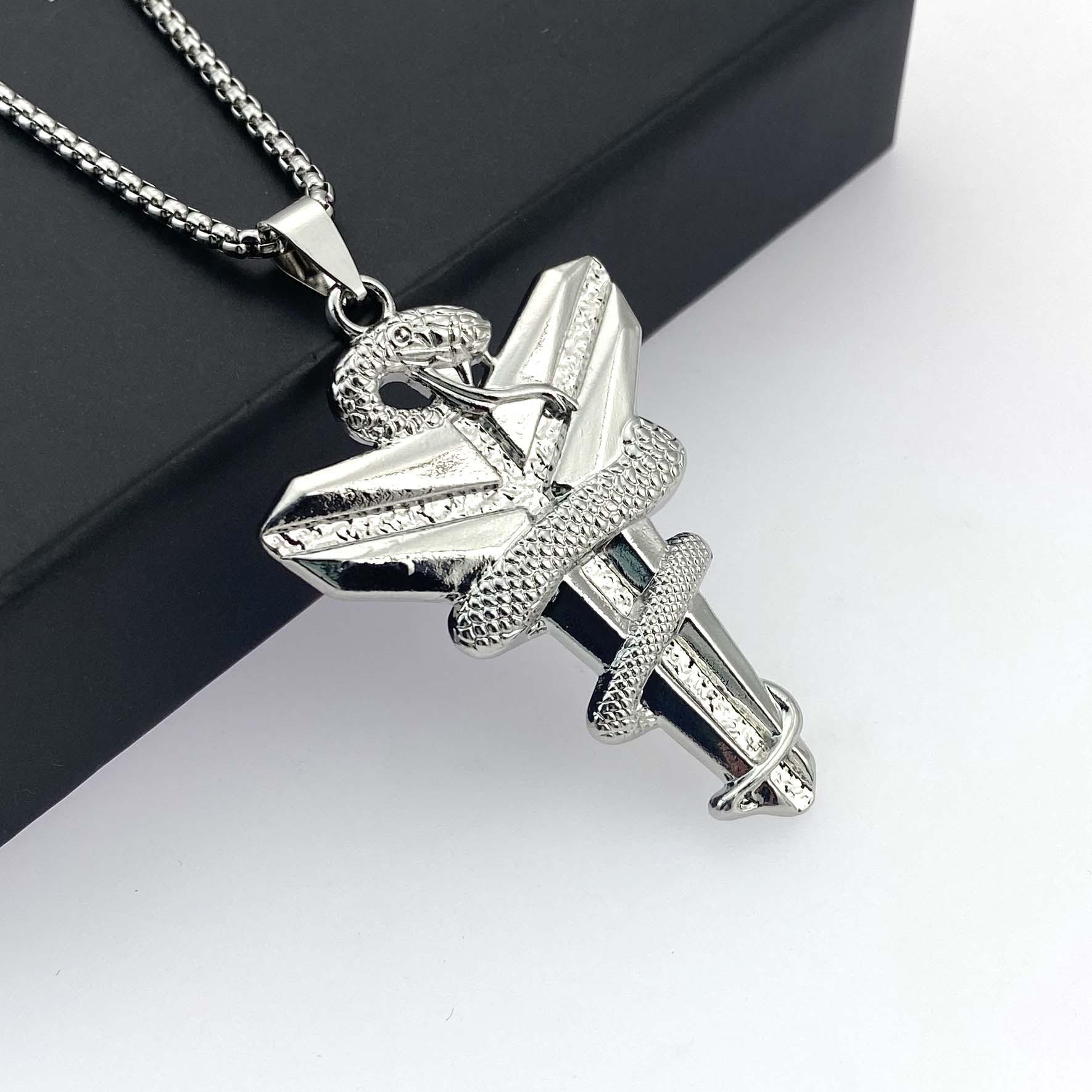 

Necklace Hip Hop Black Mamba Viper Cross Pendant 50CM(Necklace Size)