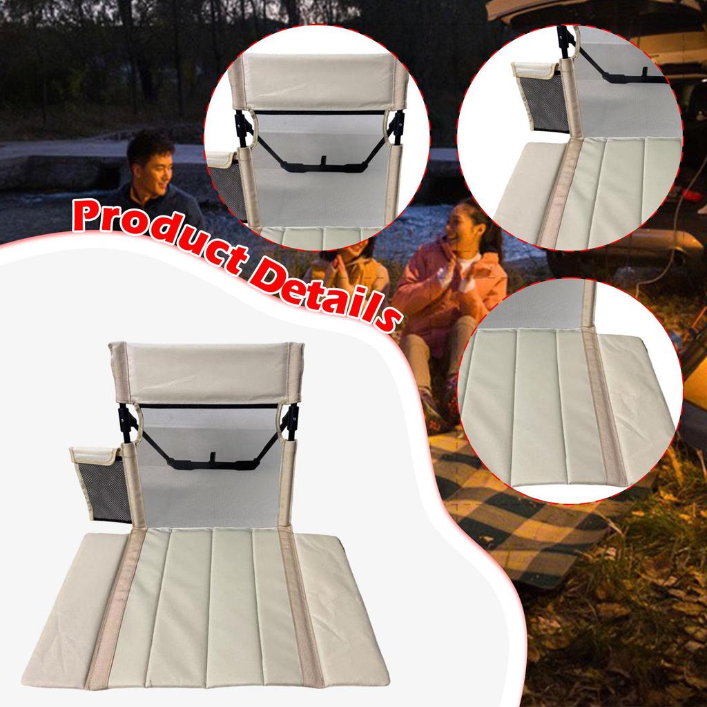Folding Beach Chair with Back Support Floor Seat Portable Stadium Seat for Activities Lawn Fishing Barbecues Sporting Event