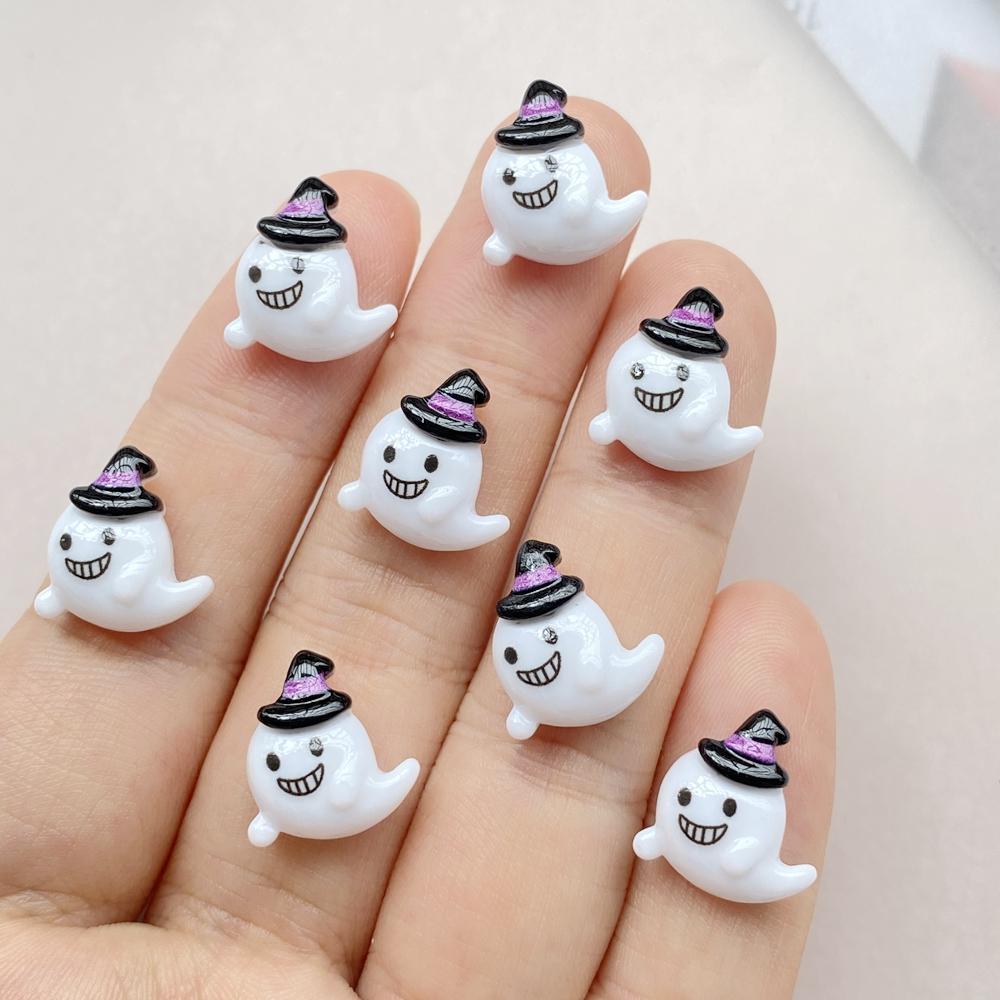 20Pcs Cute Cartoon Halloween cat, pumpkin, bat Nail Art Resin Designer Charms DIY Craft For Nail 3D Decorations Jewelry