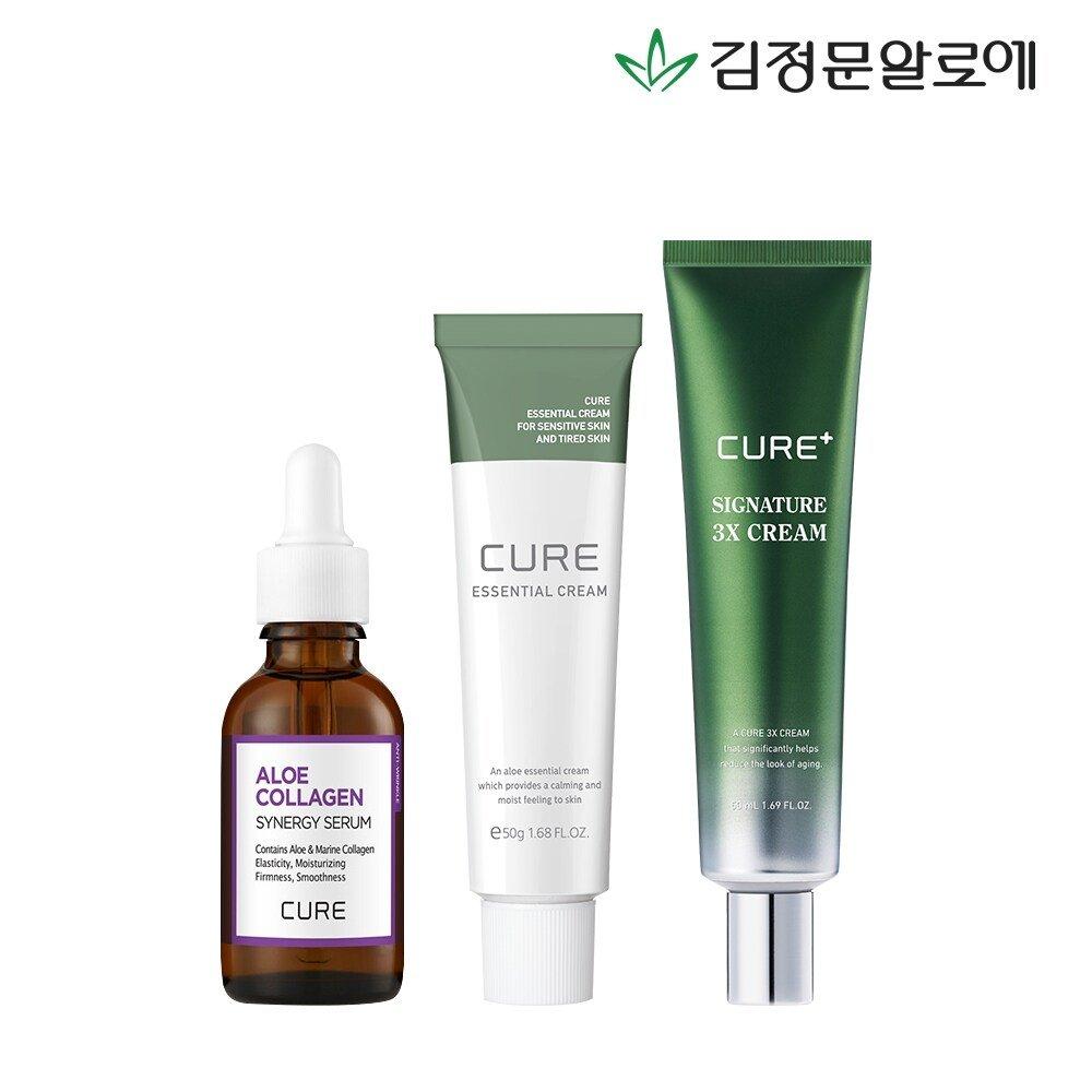 

[Алоэ Ким Чон Мун] Крем Cure Essential + 3X крем + сыворотка с коллагеном