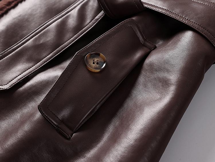 Men's Plus Size Fur-Lined Long Faux Leather Trench Coat