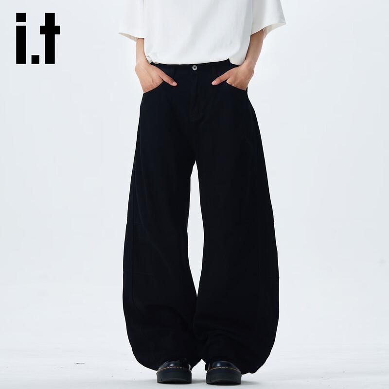 Izzueit Men s American Retro Curved Knife Straight-Leg Casual Pants M