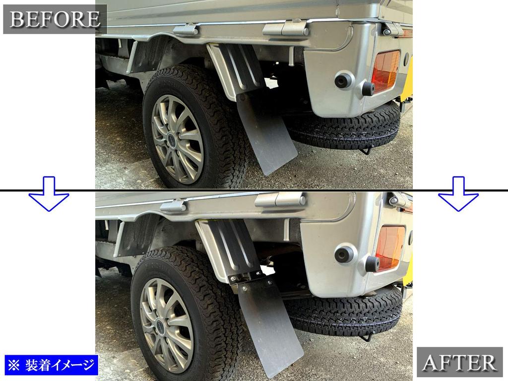 BRIGHTZ Subaru Sambar Truck S500J S510J Super Mirror Finish Stainless Steel Plated Rear Mud Flaps with Extension Brackets S500 S510 S 500 510 Sambar