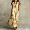 European and American cross-border women's clothing Amazon 2026 new bohemian temperament vertical striped V-neck pocket sleeveless long dress