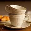 French Retro Embossed Ceramic Coffee Cup & Saucer Set for Afternoon Tea or Latte Art