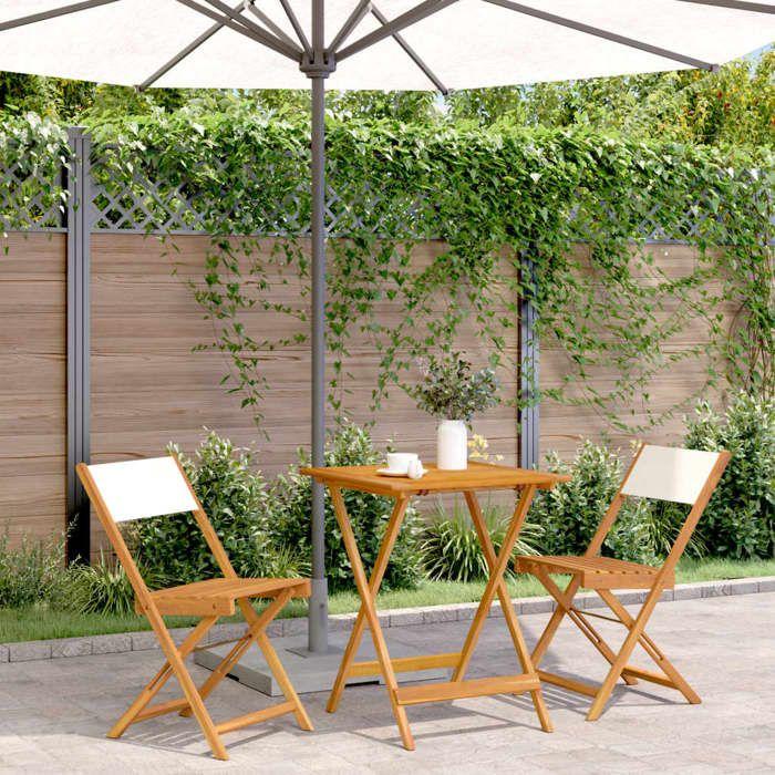 VidaXL 3-piece Bistro Set Cream White Fabric and Solid Wood, Garden Bistro Set, Balcony Set, Set 3281760