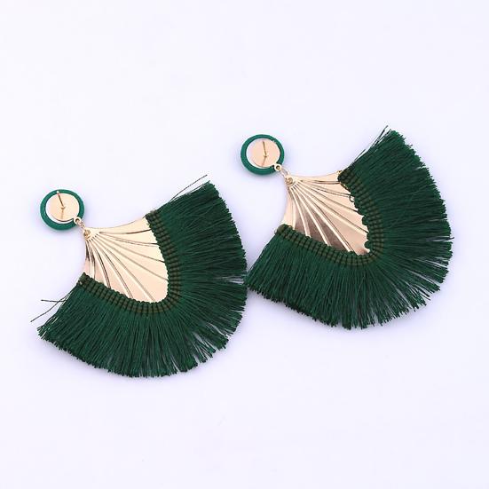 Böhmische Strandparty Quaste Fan Anhänger Schmuck Geschenk für Dame Ohrringe