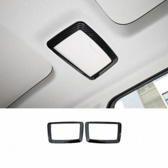 For BMW 5 Series 2018- ABS Carbon Fiber Rear Makeup Mirror Frame Trim 2PCS