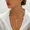 Simple Bow Necklace Earring Set Fashion Versatile Women Jewelry